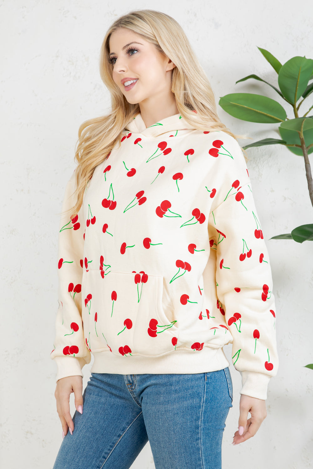 Retro Cherry Pullover Fleece Hoodie