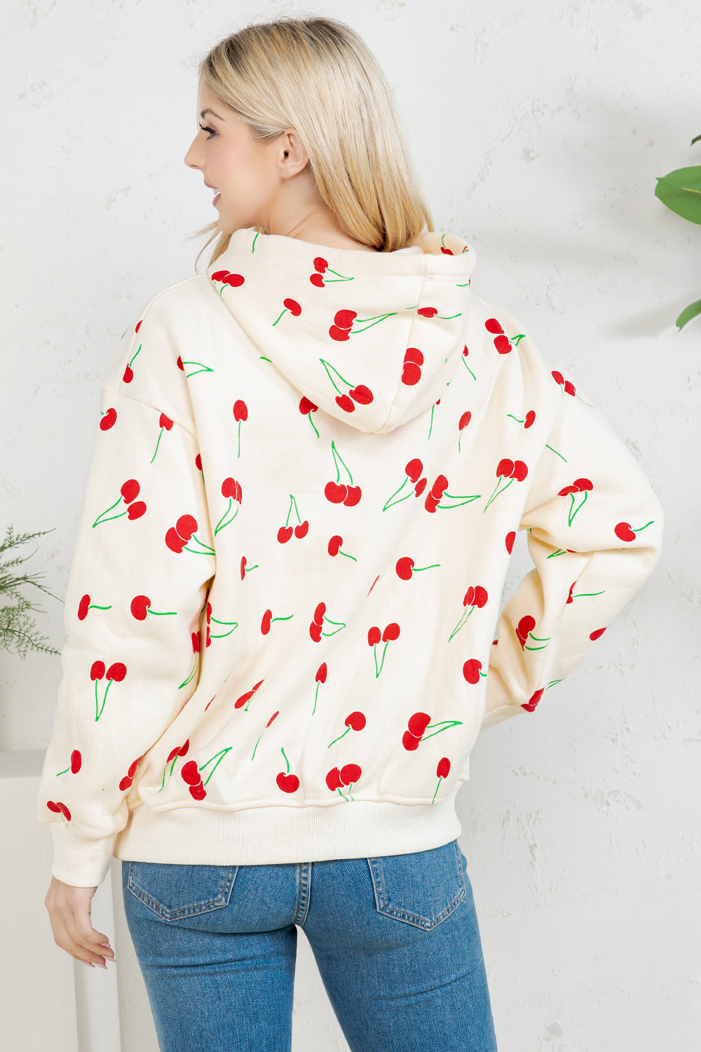 Retro Cherry Pullover Fleece Hoodie