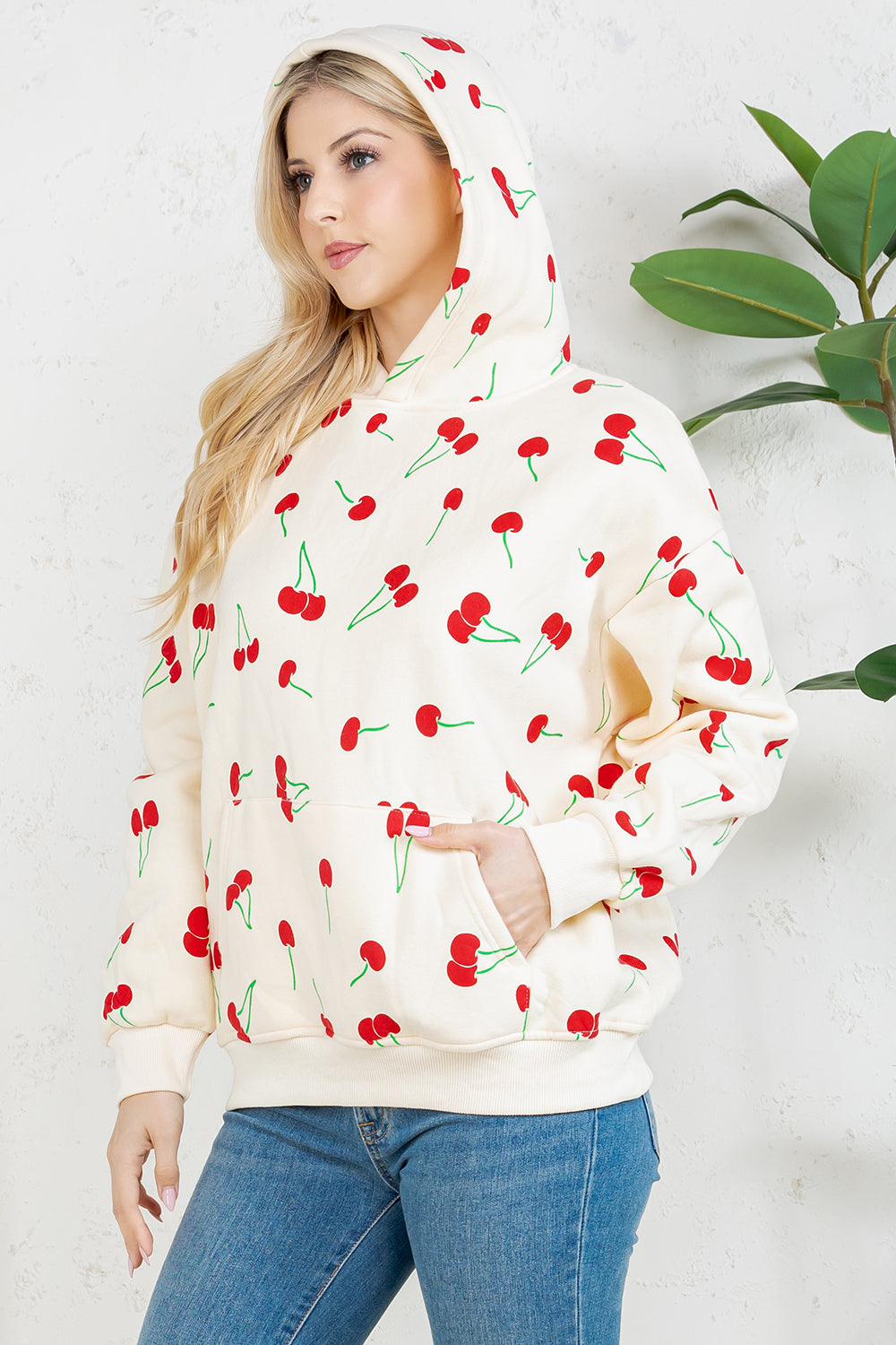 Retro Cherry Pullover Fleece Hoodie