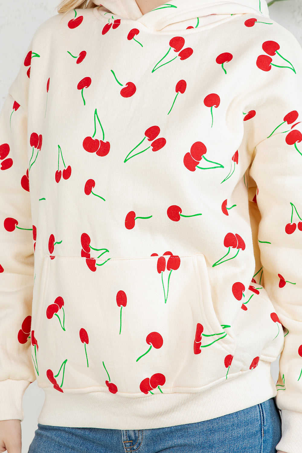 Retro Cherry Pullover Fleece Hoodie
