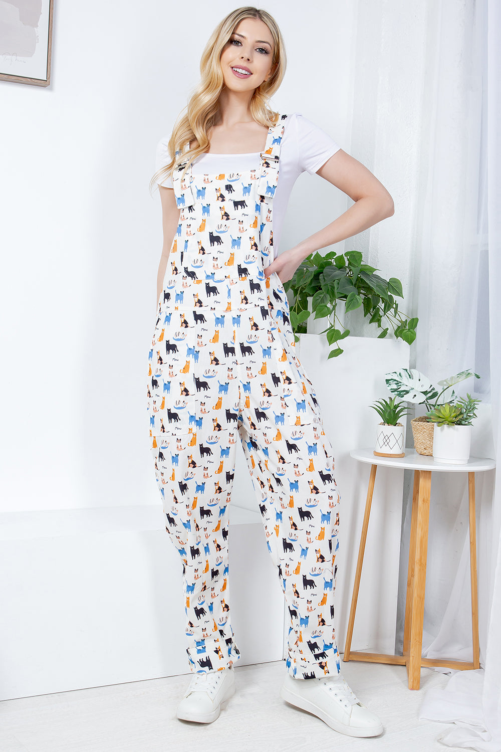 Colorful Cats Corduroy Overall