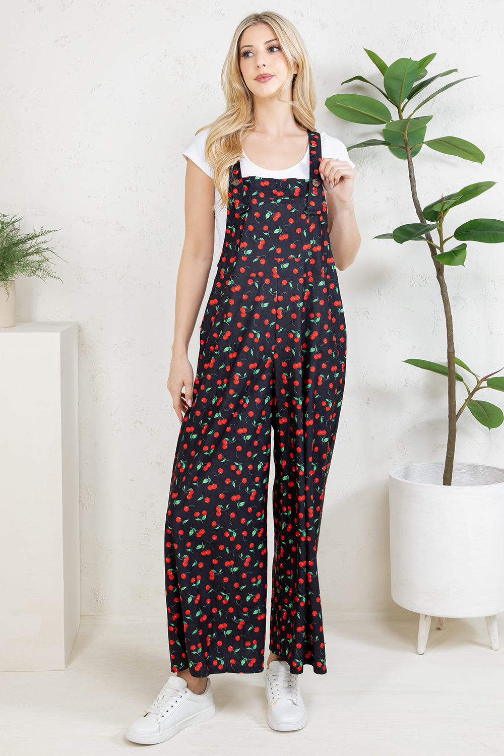 Cherry Wide Leg Overall