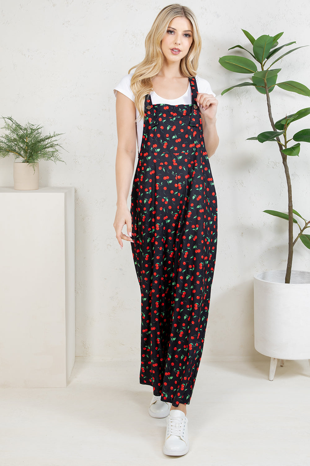 Cherry Wide Leg Overall