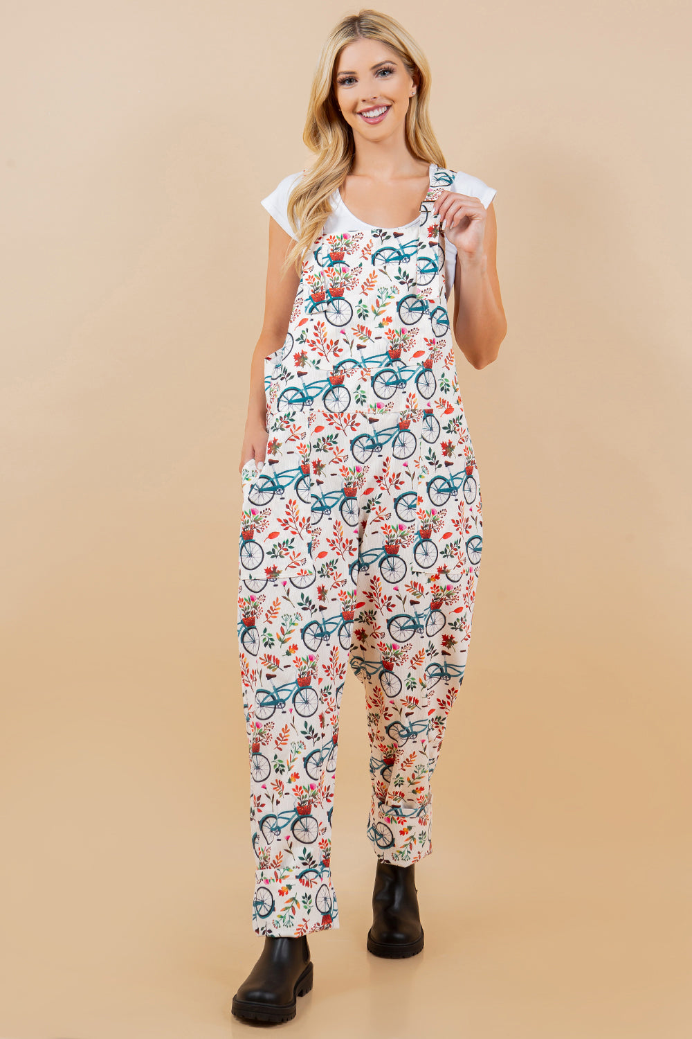 Floral Bicycle Print Overall