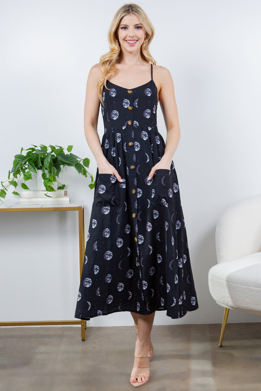 Moon Maxi Dress with Spaghetti Strap Dress