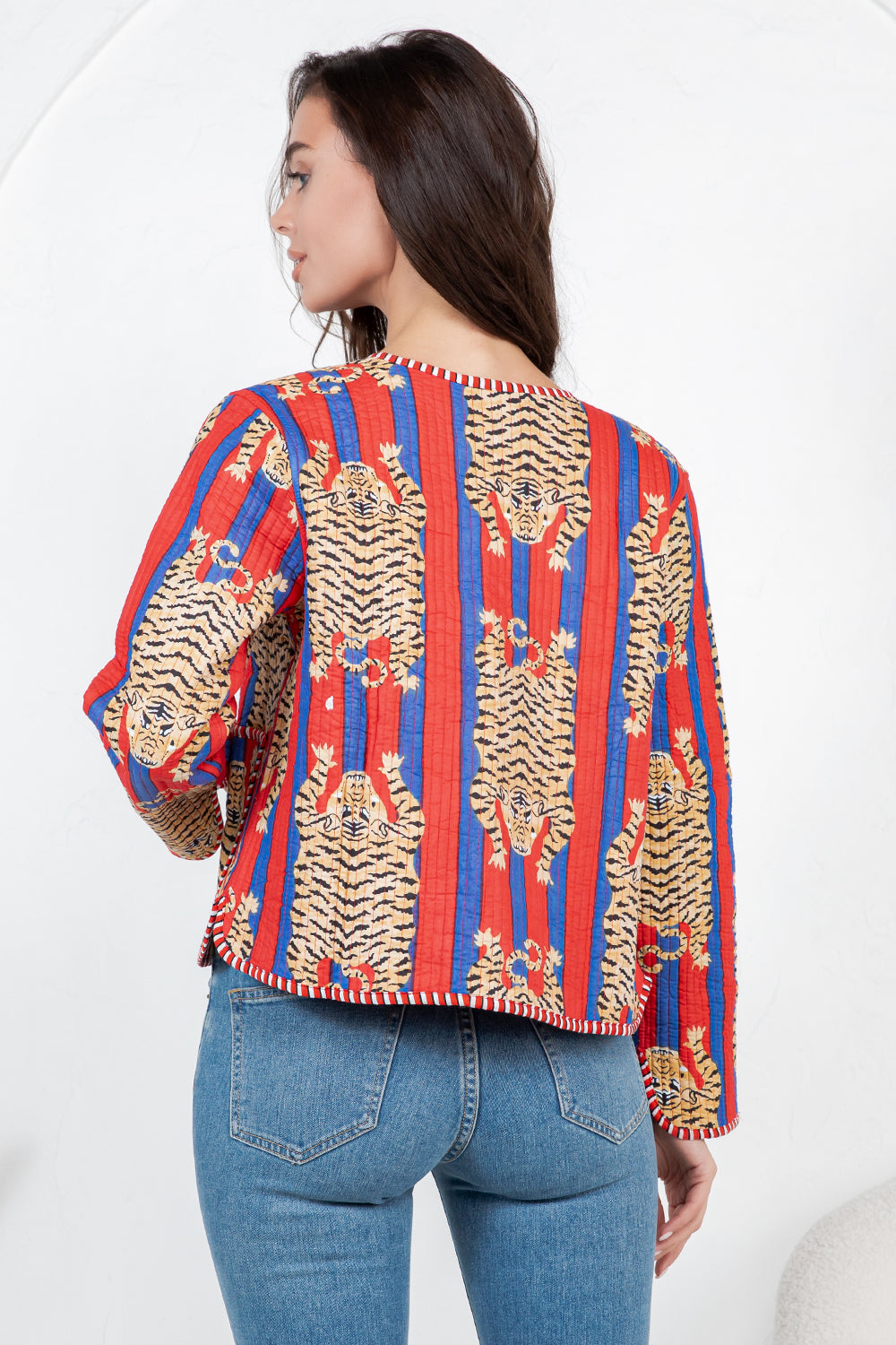 Tiger Reversible Quilted Jacket - Red