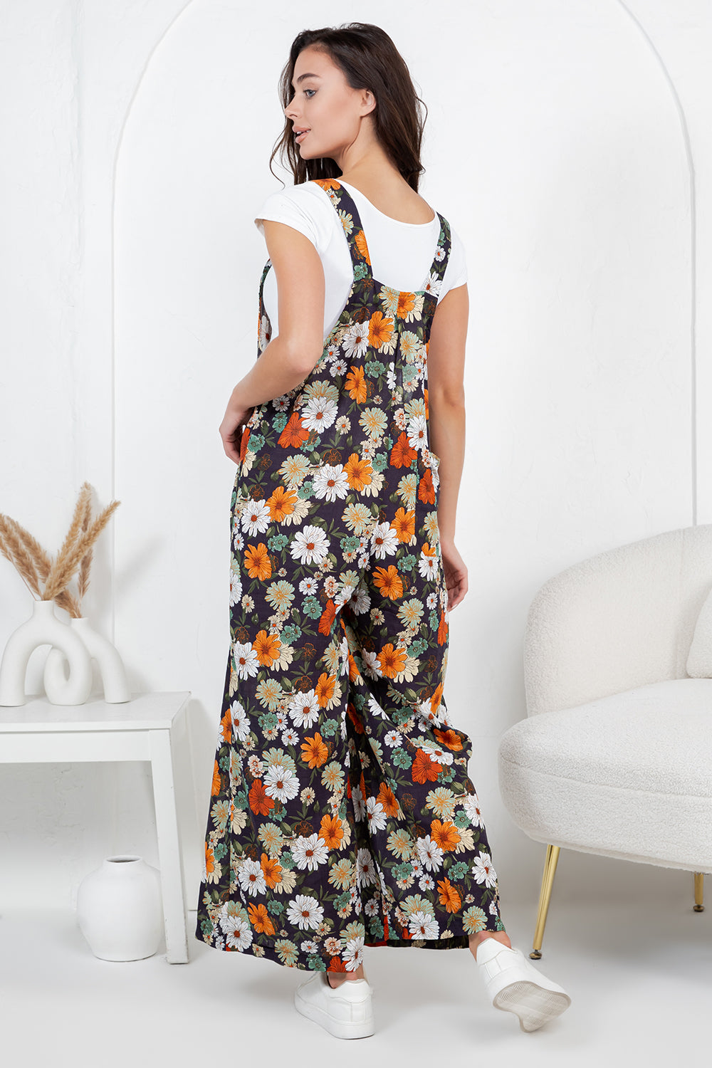 Colorful Flower Print Overall