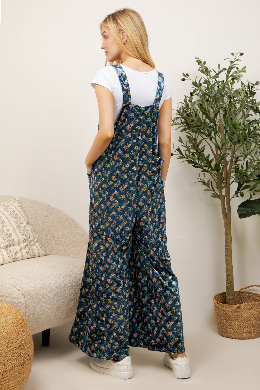 VINTAGE FLORAL VELVET OVERALL