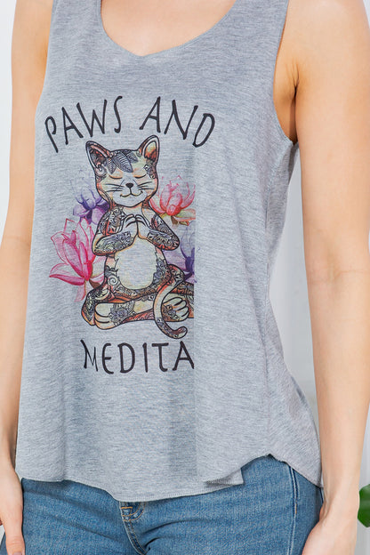 Paw & Meditate with Cat Tank Top