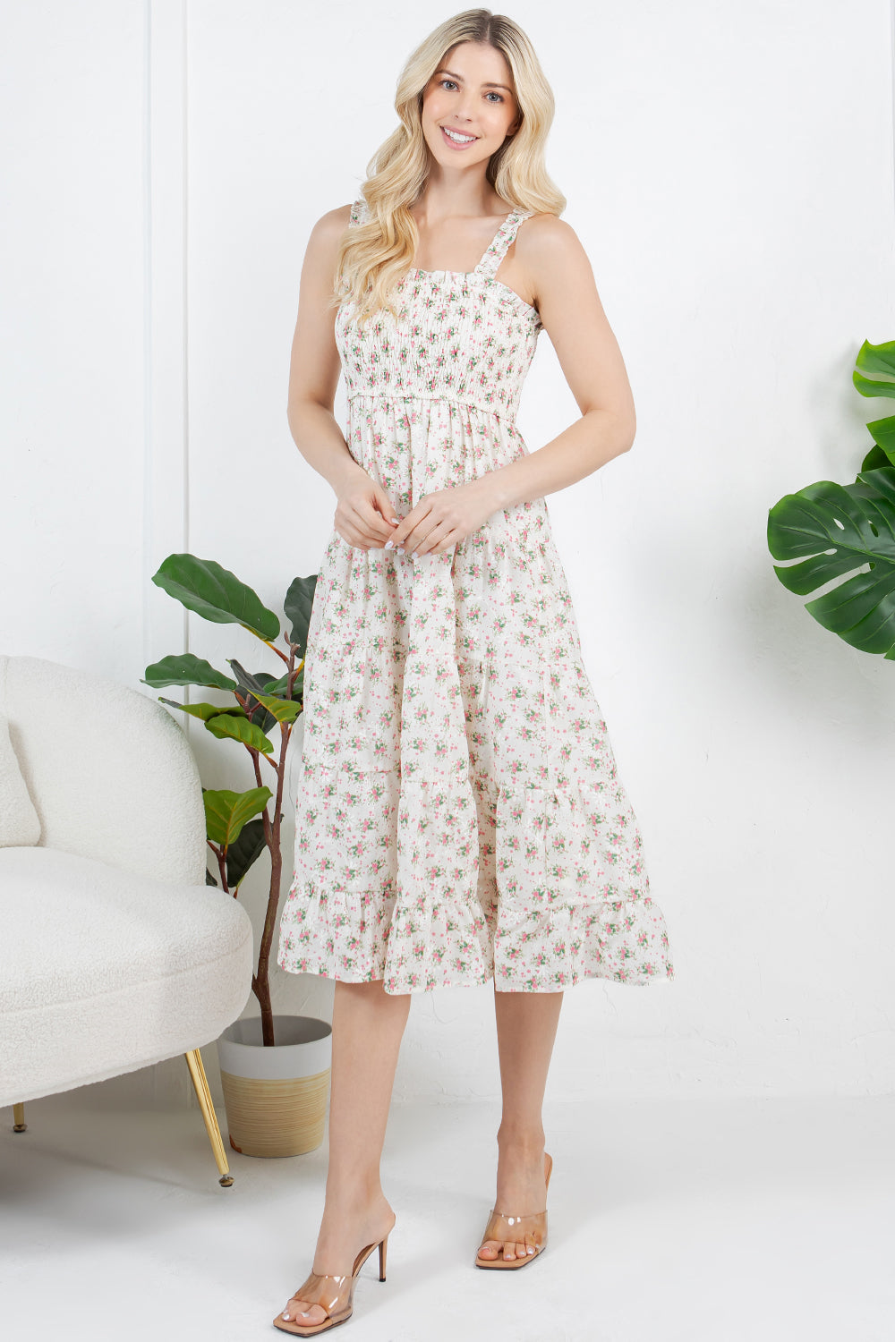 Floral Print With embroidery detailed Dress