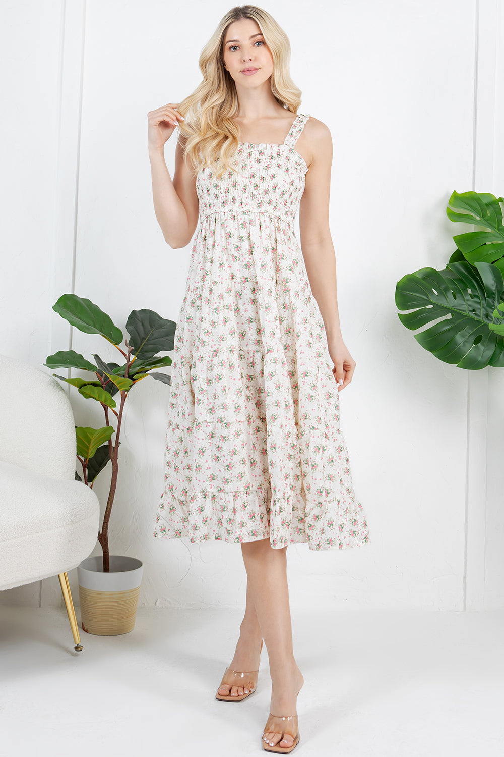 Floral Print With embroidery detailed Dress