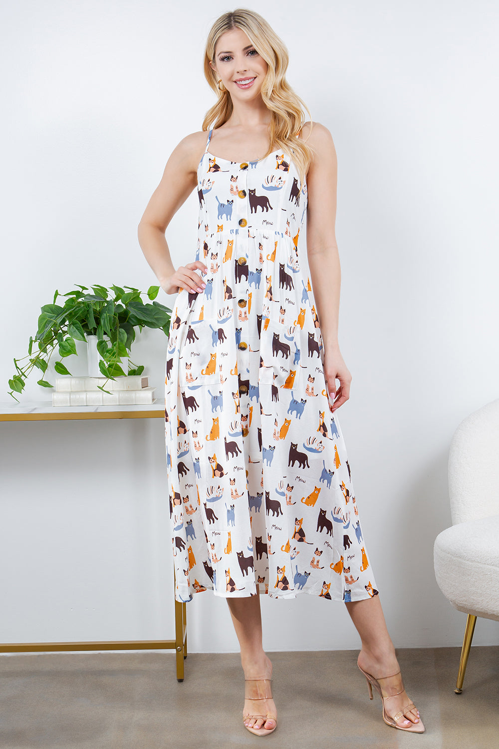 Colorful Cat Maxi Dress