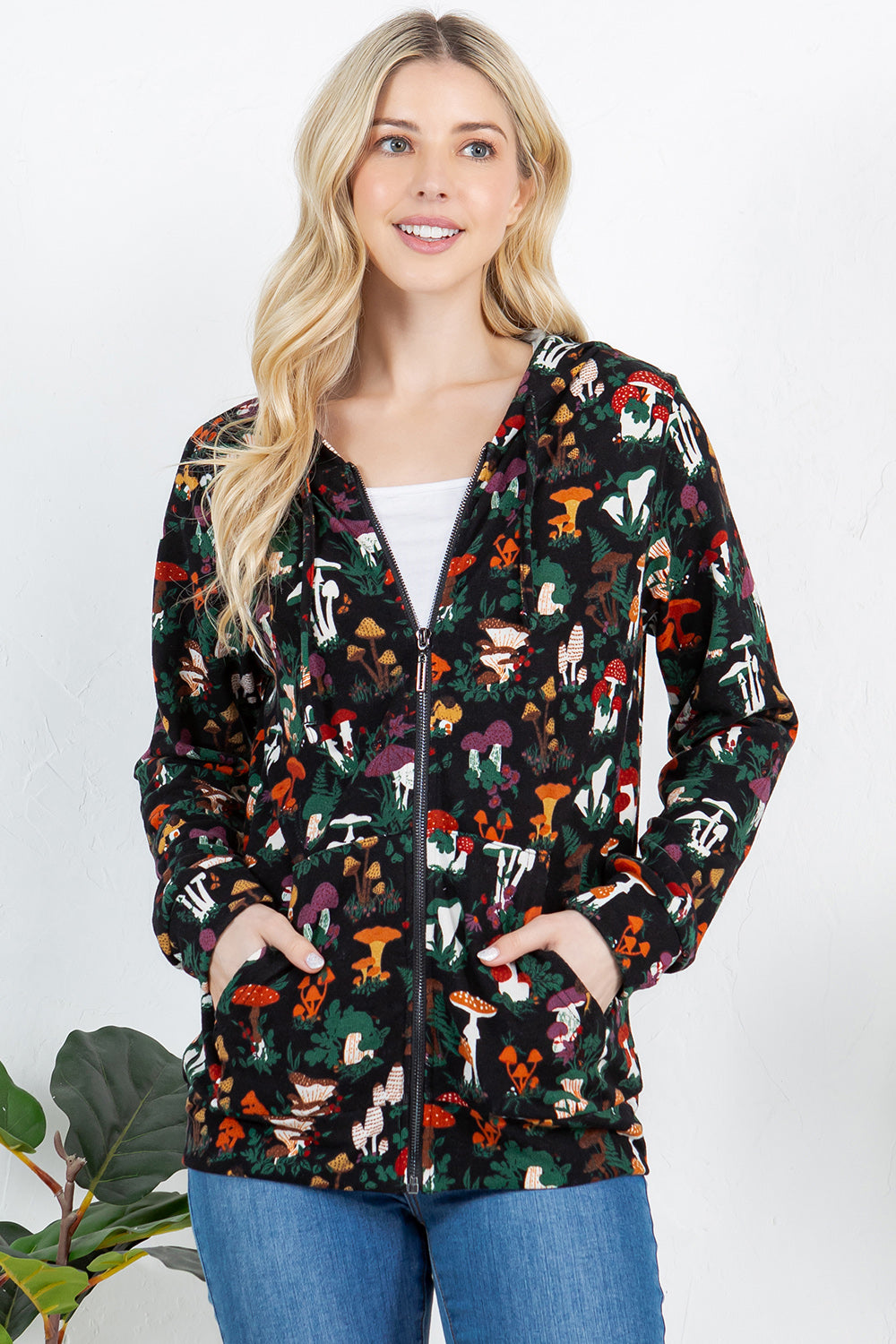 Garden of Mushroom Zipper Hoodie -PLUS Size