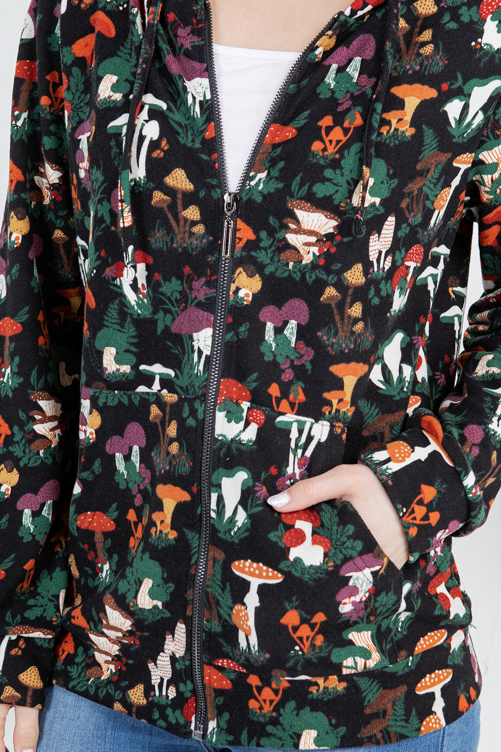 Garden of Mushroom Zipper Hoodie -PLUS Size