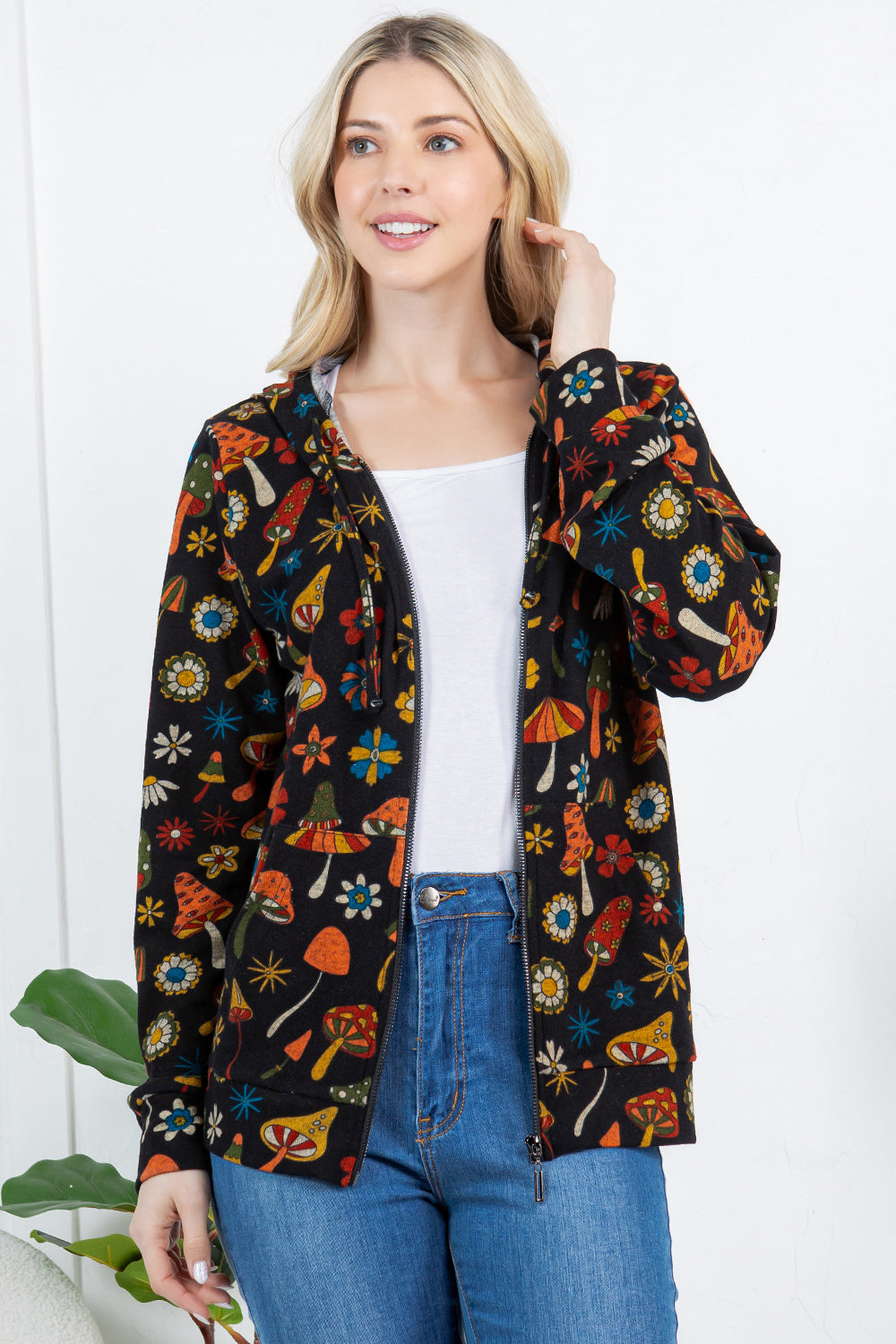 Colorful Mushroom Zipper Hoodie