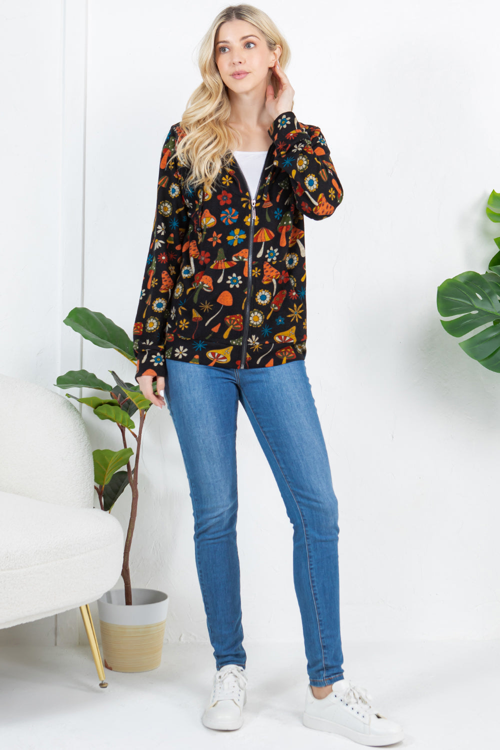 Colorful Mushroom Zipper Hoodie
