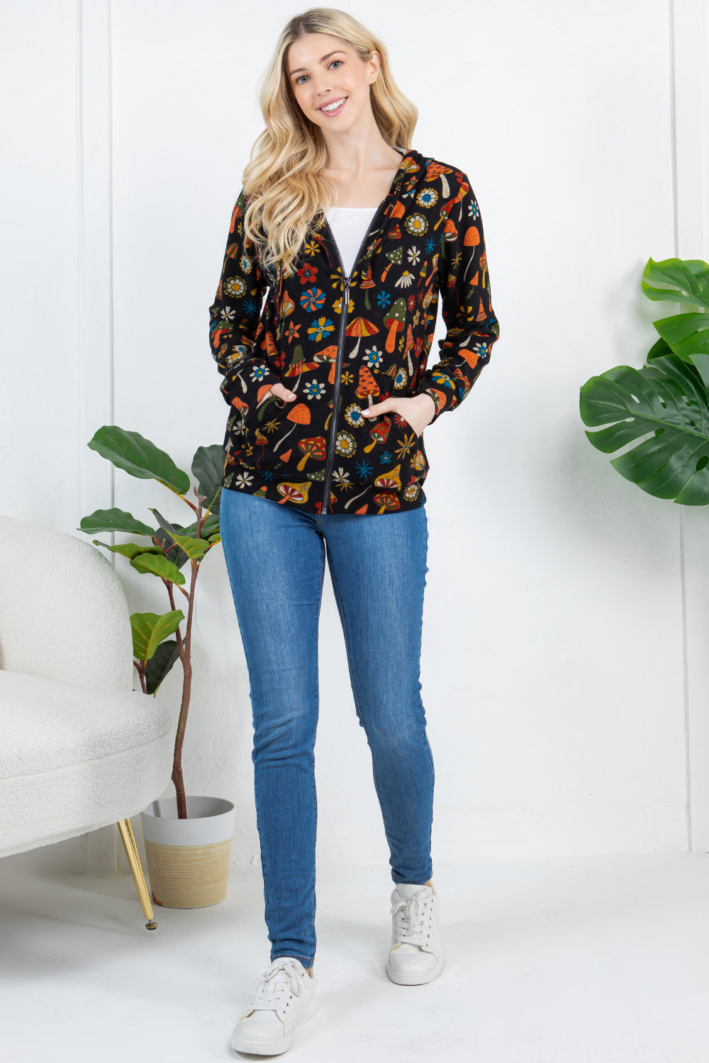 Colorful Mushroom Zipper Hoodie