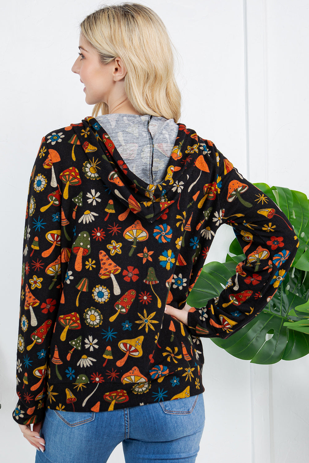 Colorful Mushroom Zipper Hoodie