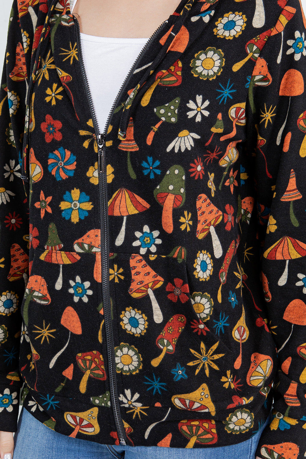 Colorful Mushroom Zipper Hoodie