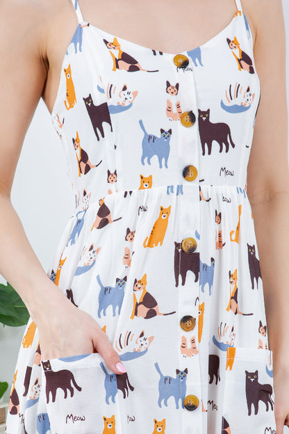 Colorful Cat Maxi Dress