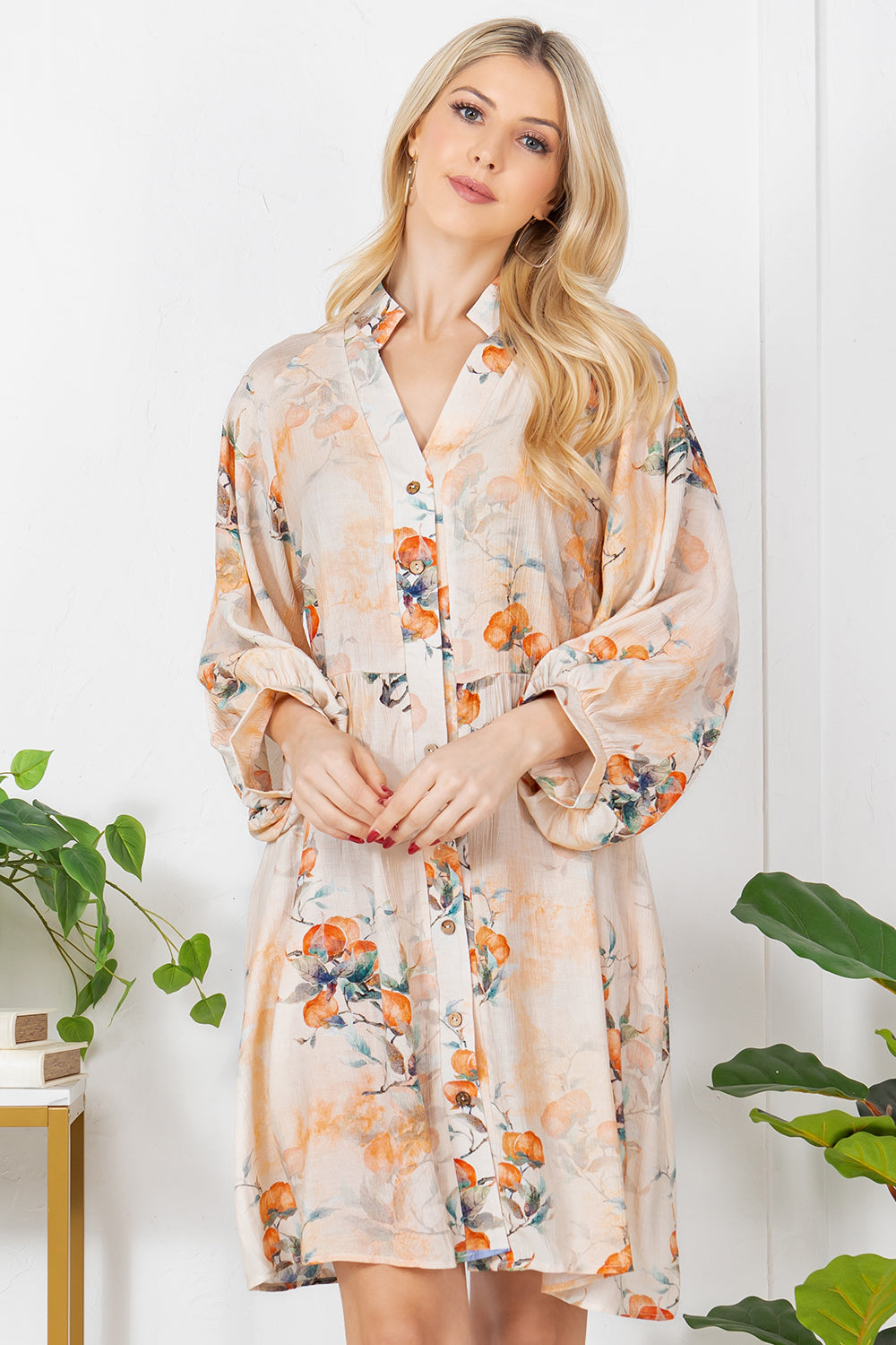 Floral Print Button Down Dress