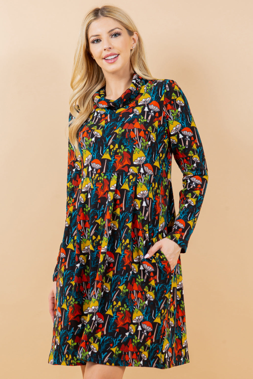 Colorful Mushroom Tunic Dress - Plus Size