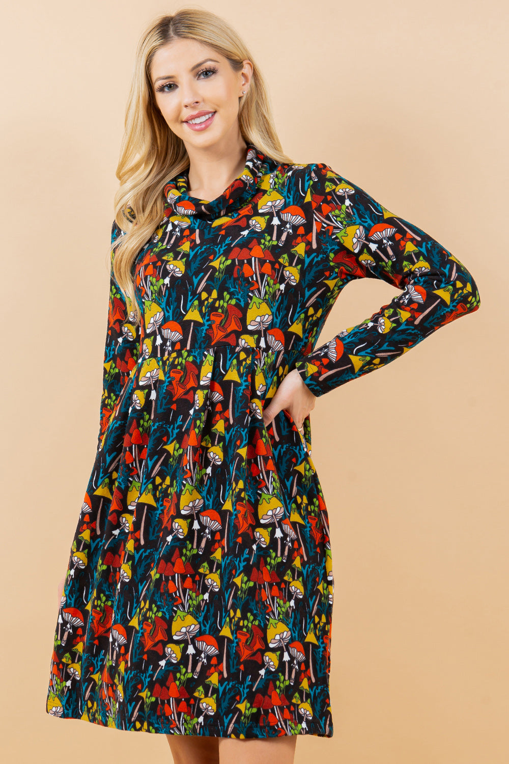 Colorful Mushroom Tunic Dress - Plus Size