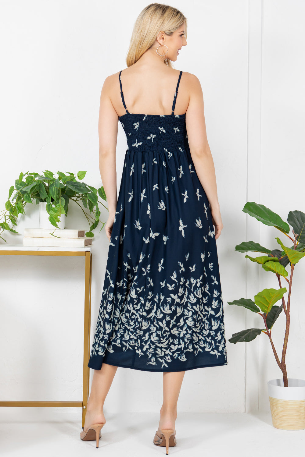 Flying Bird Print Cami Dress