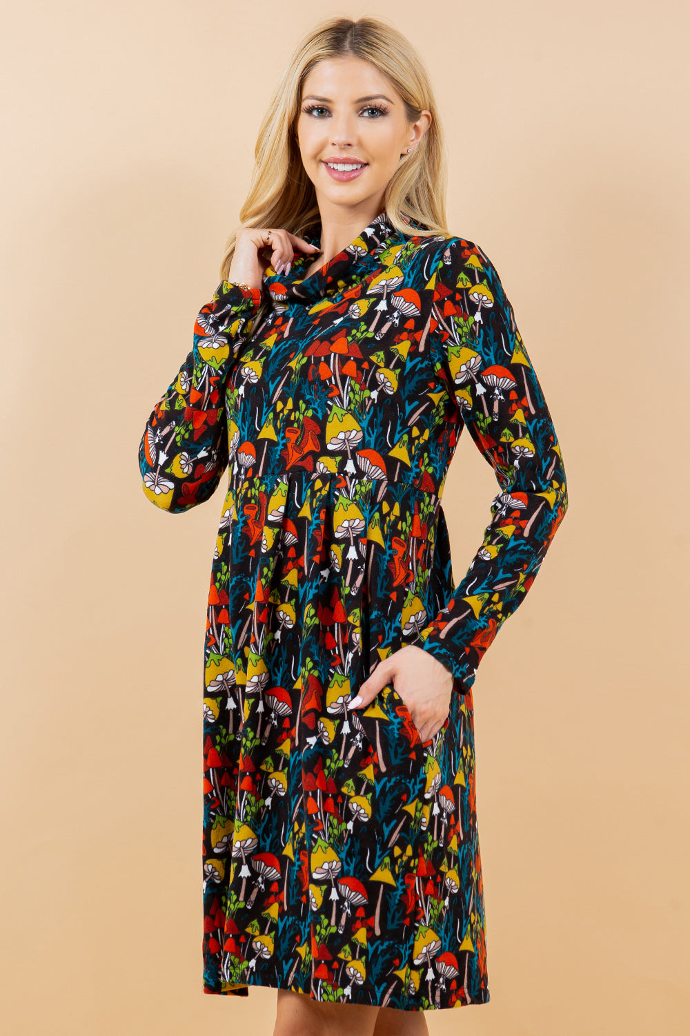 Colorful Mushroom Tunic Dress - Plus Size