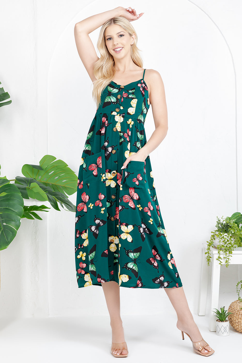 Green Butterfly Cami Dress
