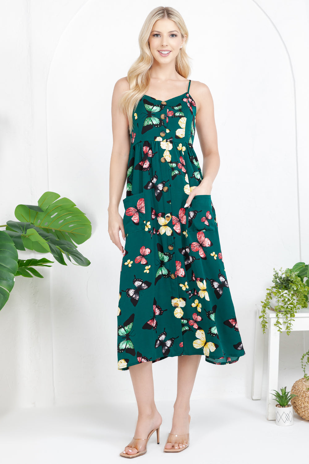 Green Butterfly Cami Dress