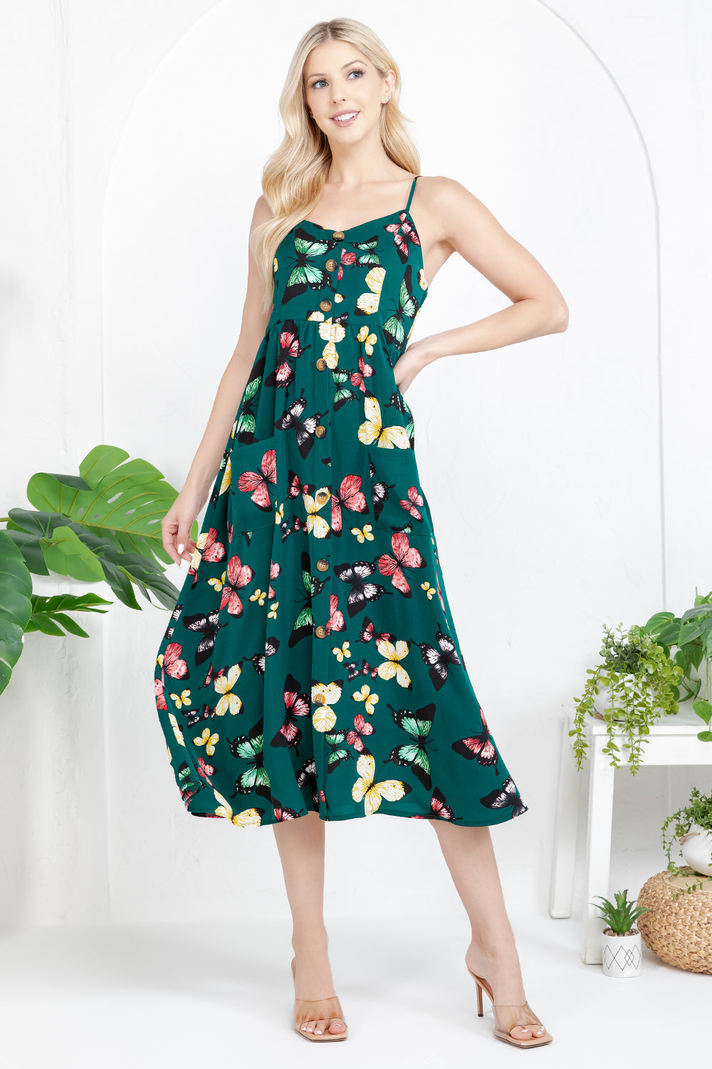Green Butterfly Cami Dress