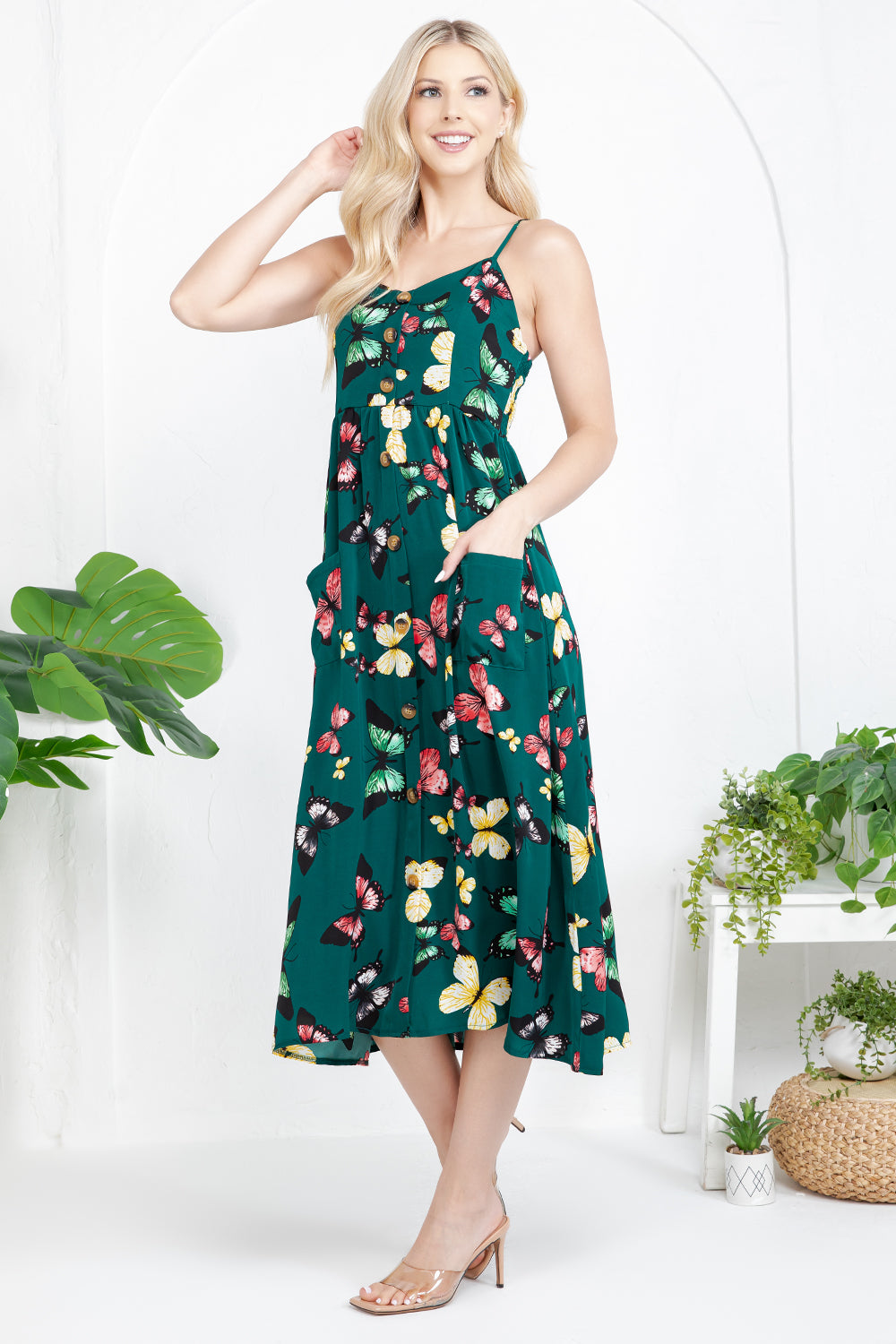 Green Butterfly Cami Dress