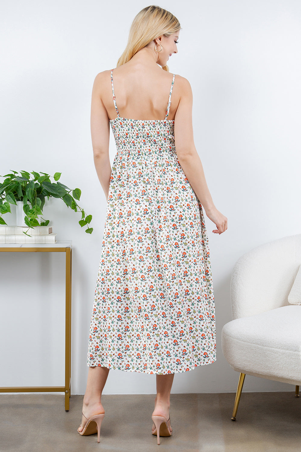 Cute Small Mushroom & Floral Maxi Dress