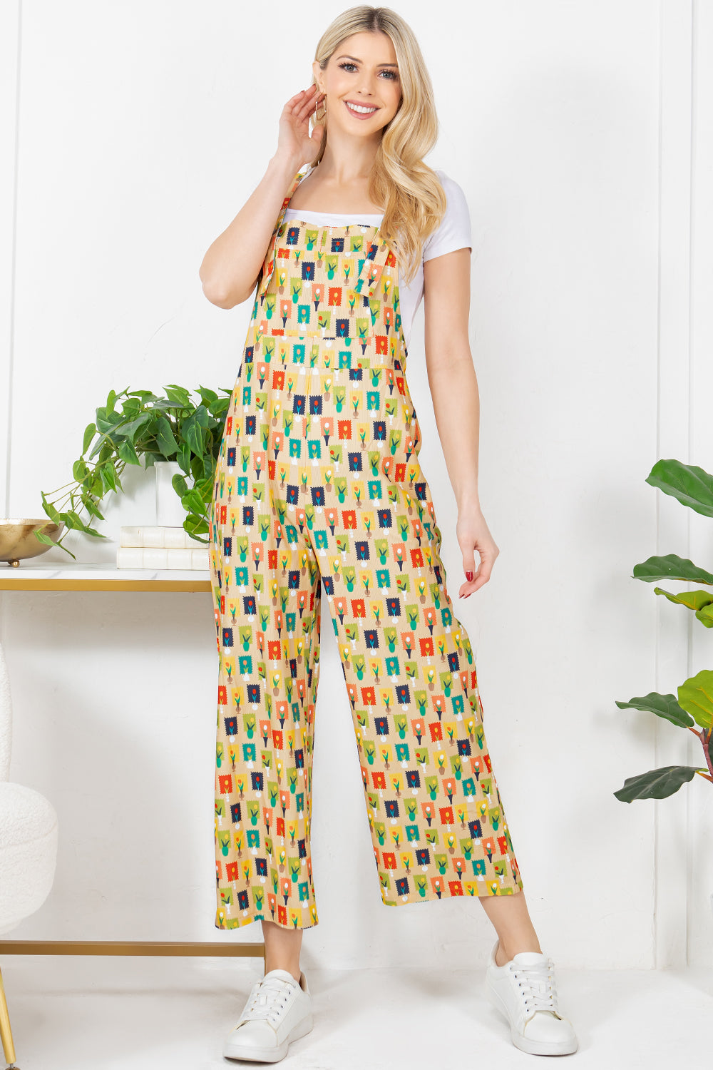 Colorful Stamp Corduroy Overall