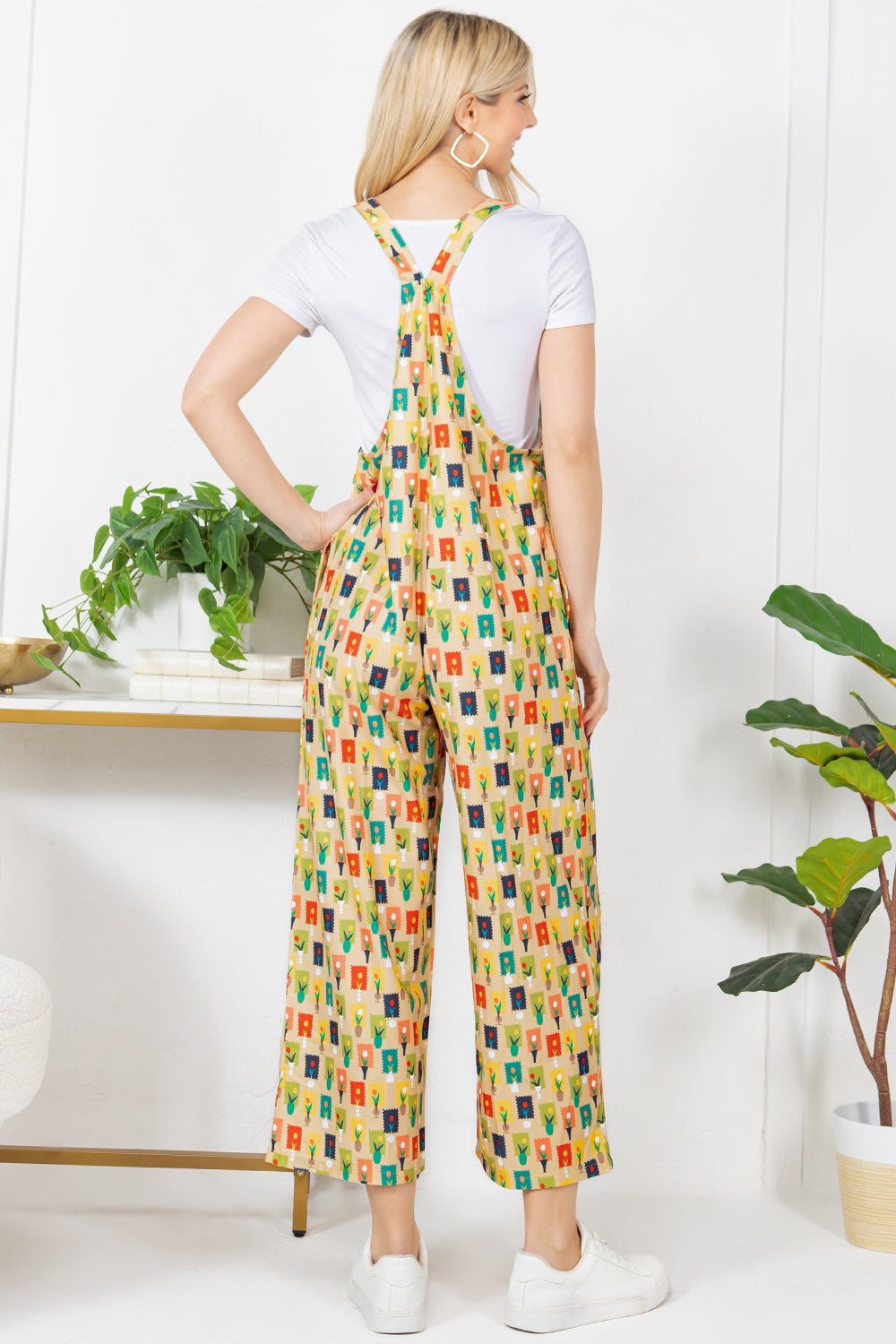 Colorful Stamp Corduroy Overall
