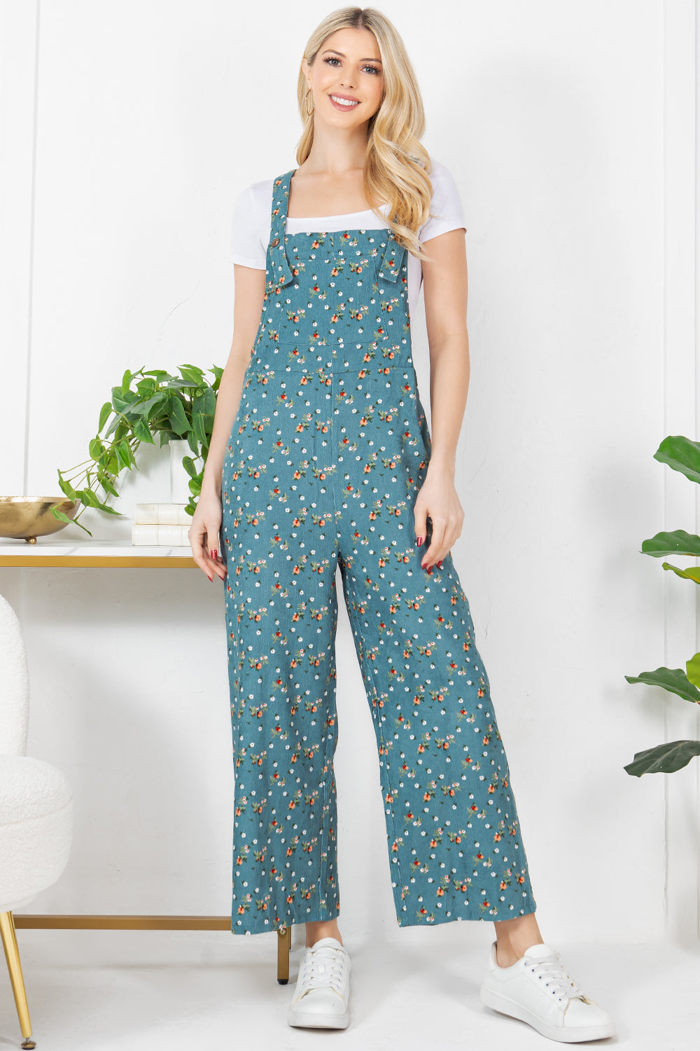 Floral Corduroy Overall