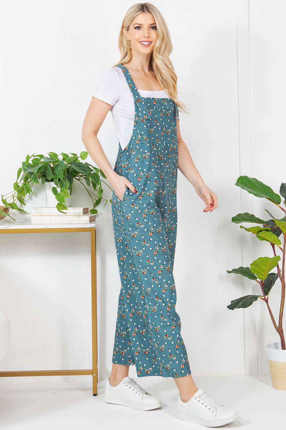 Floral Corduroy Overall