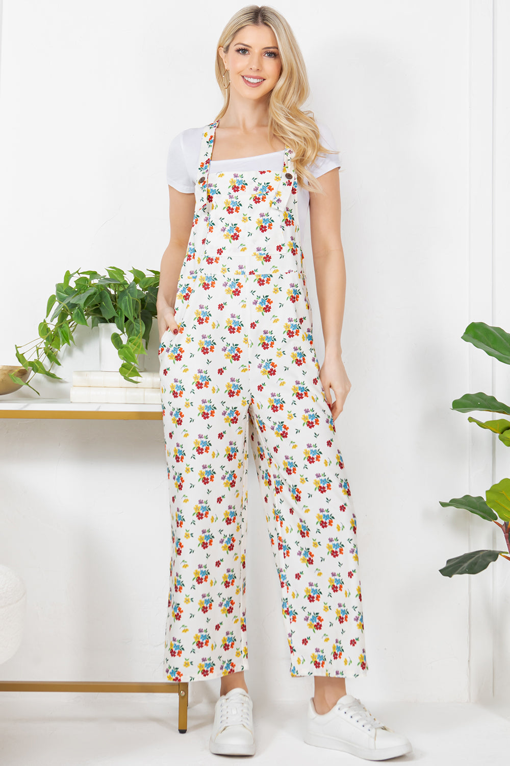 Colorful Flower Bouquet Corduroy Overall