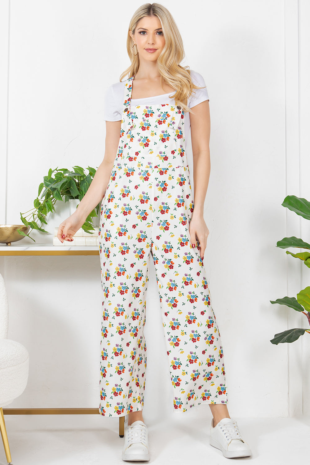Colorful Flower Bouquet Corduroy Overall