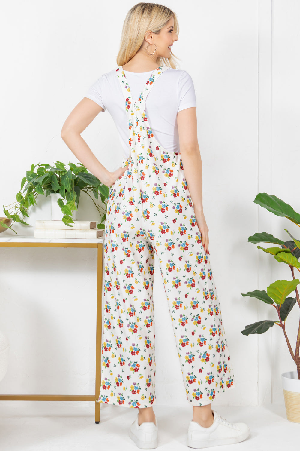 Colorful Flower Bouquet Corduroy Overall