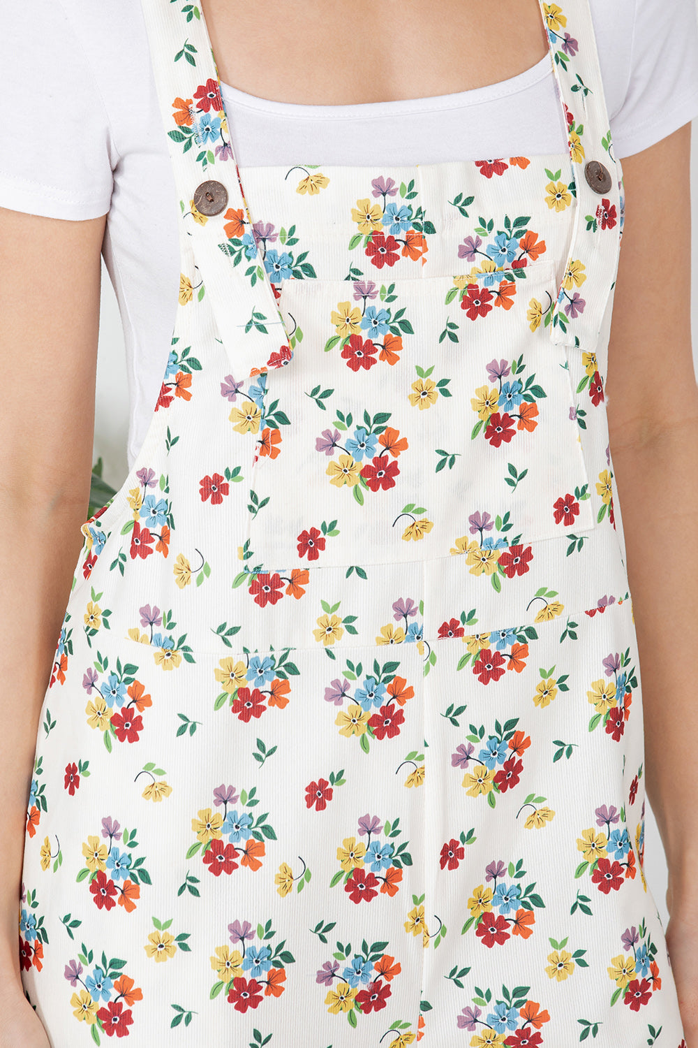 Colorful Flower Bouquet Corduroy Overall