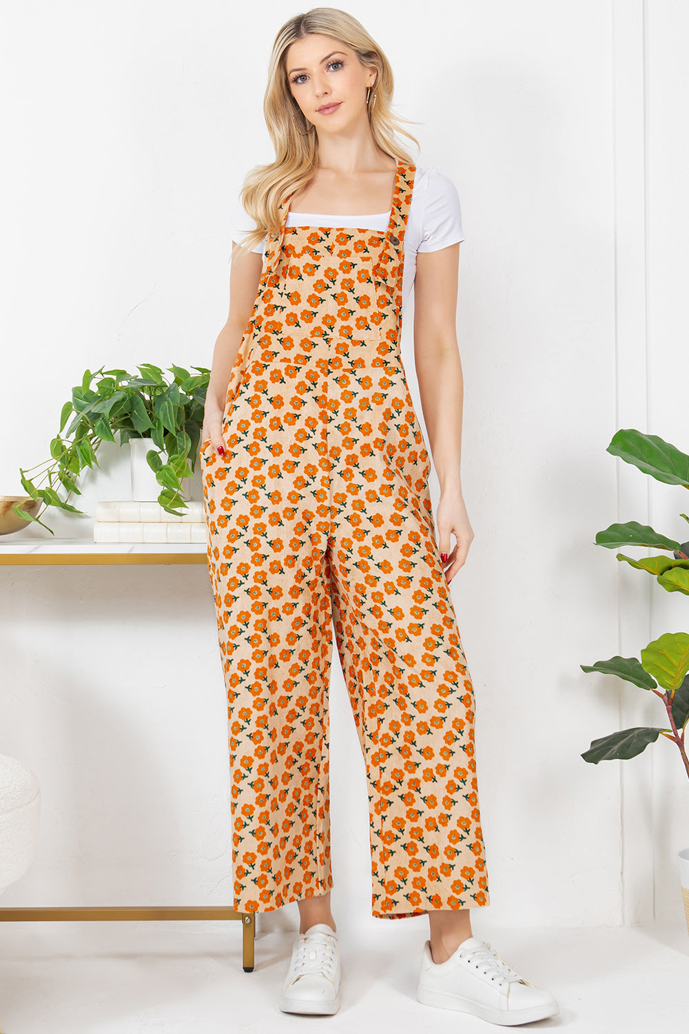 Flower Corduroy Overall