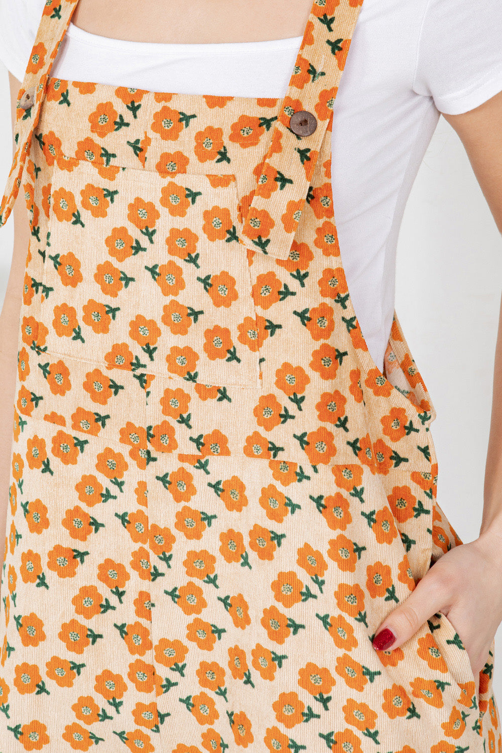 Flower Corduroy Overall