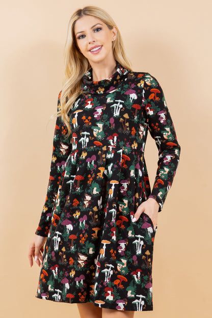 Garden of Mushroom Tunic Dress - Plus Size