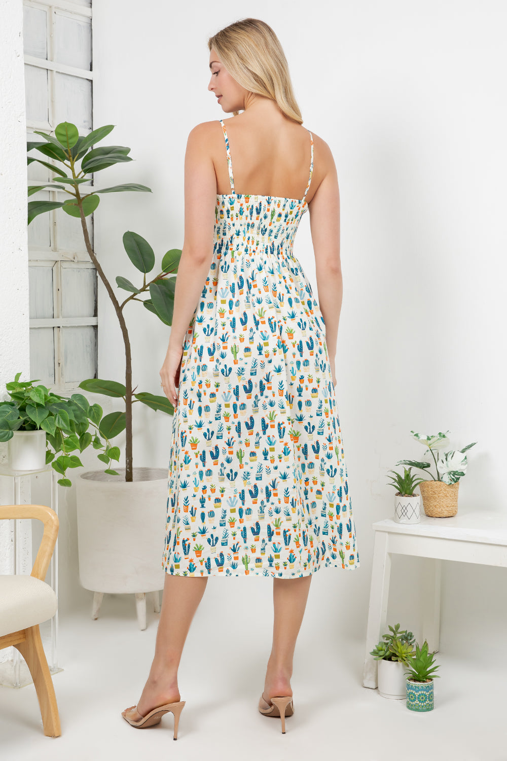 Cactus Garden Print Cami Dress