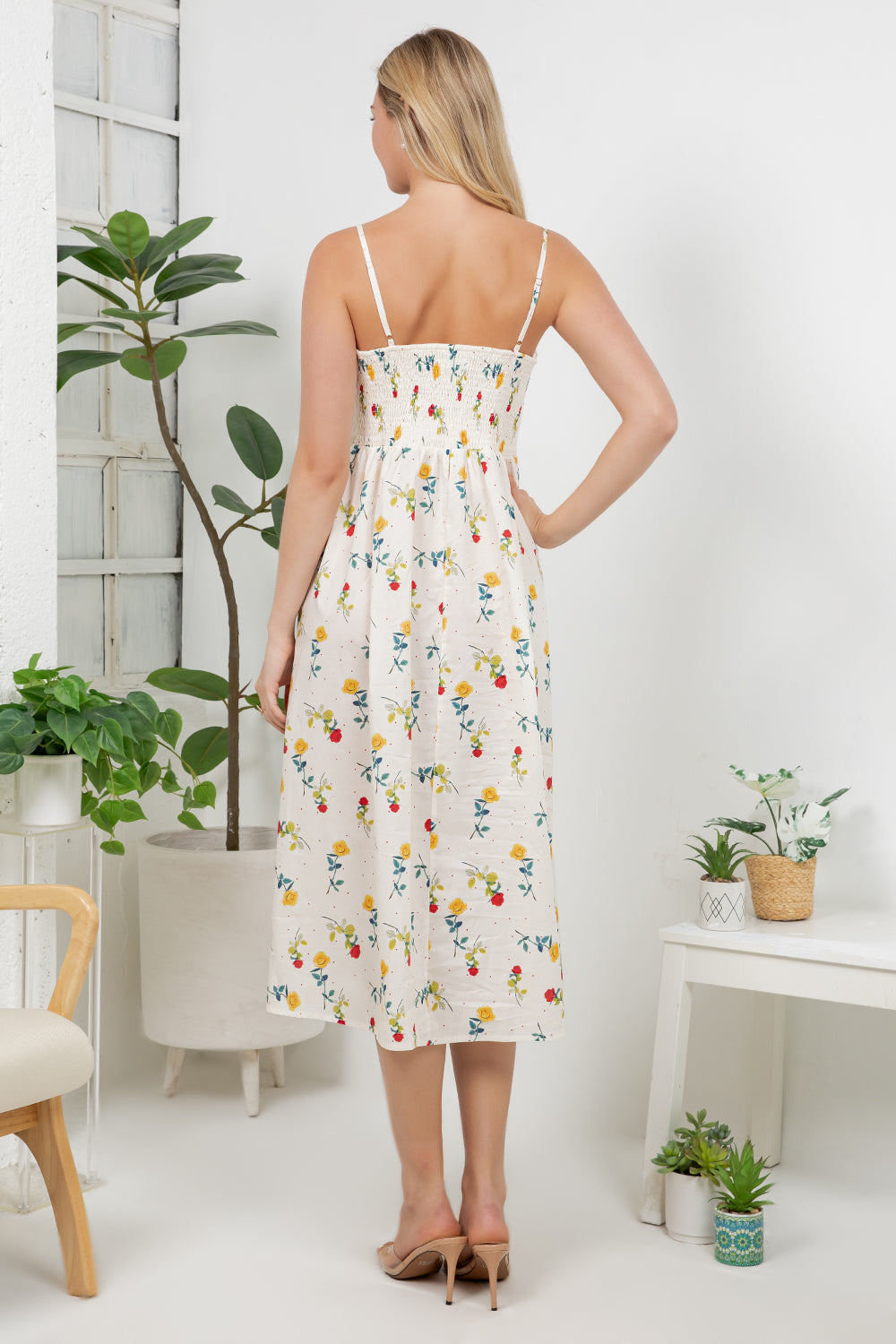 Colorful Rose Print Cami Dress