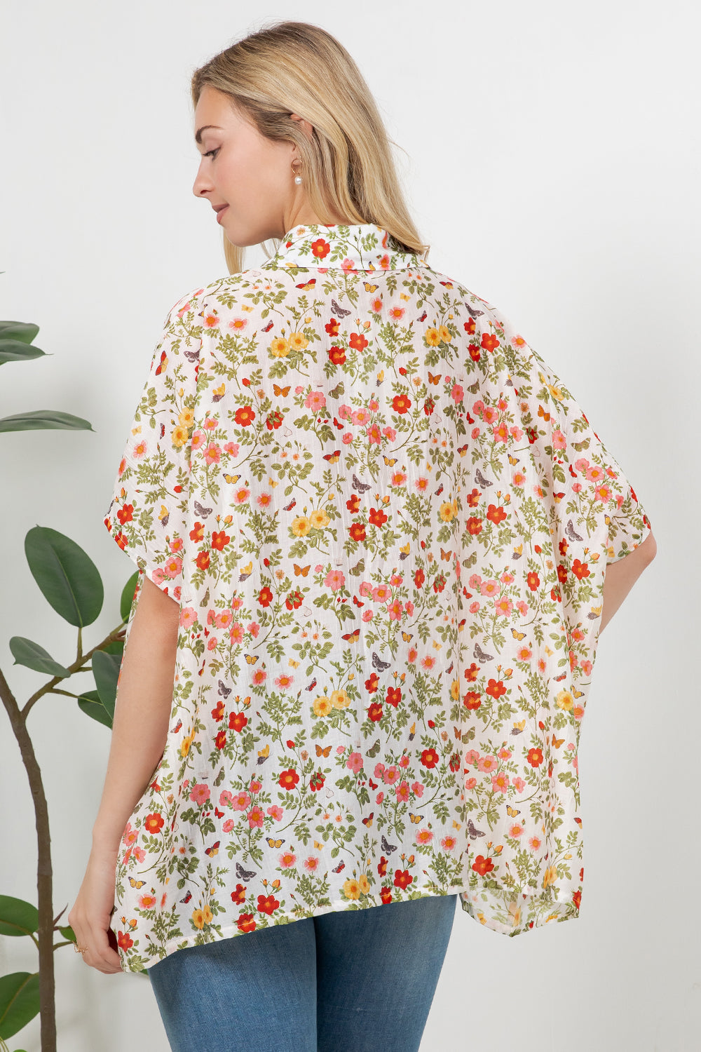Colorful Floral Garden Print Loose Shirt