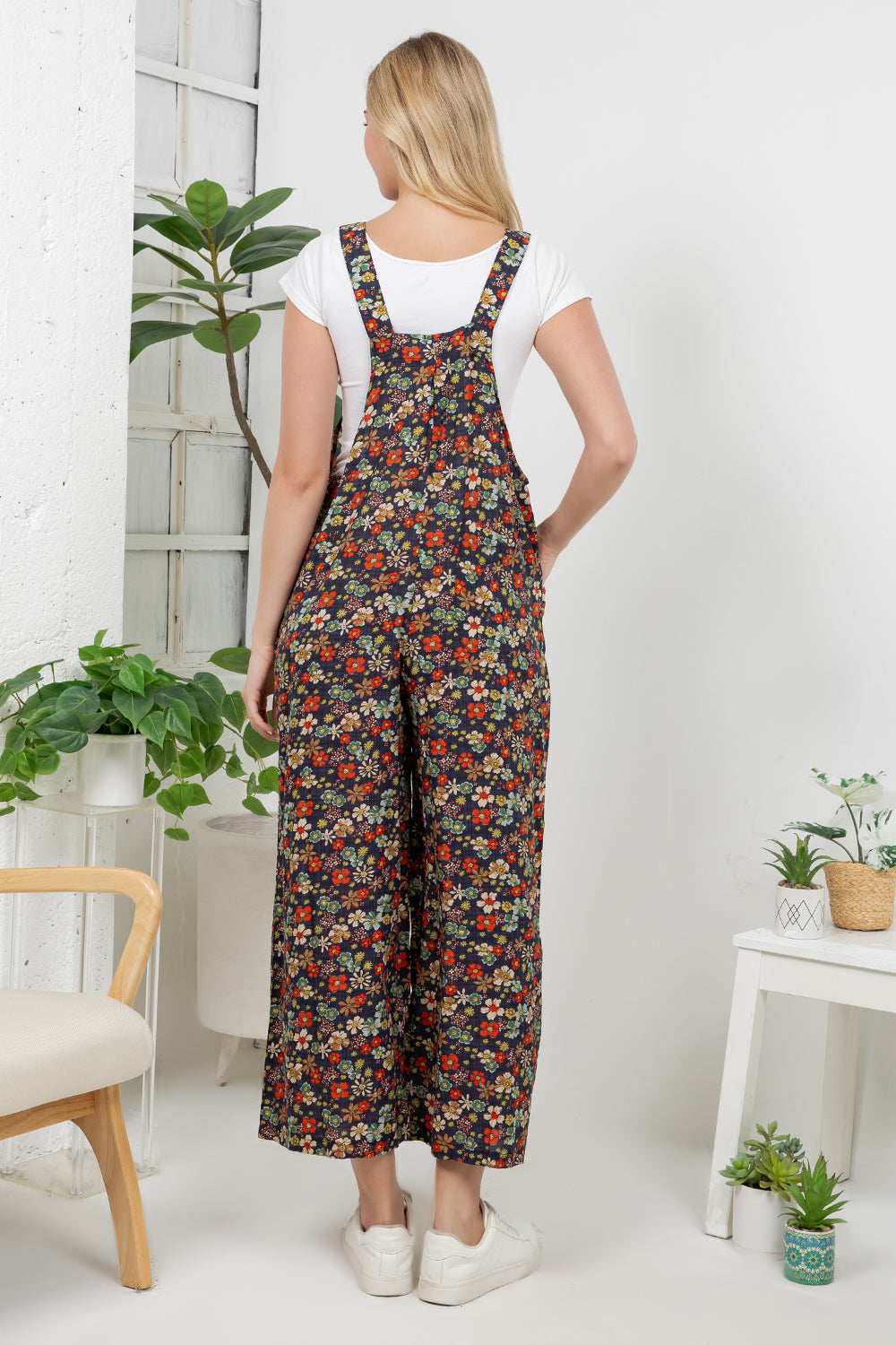 Vintage Floral Print Overall