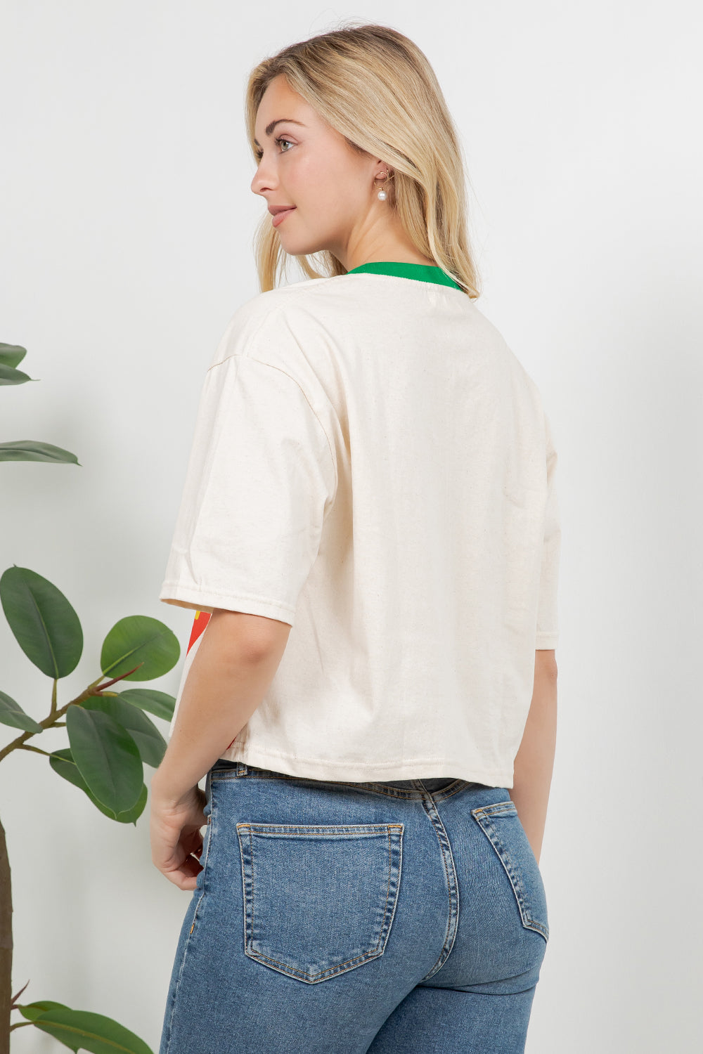 Strawberry Print Cotton Crop Top